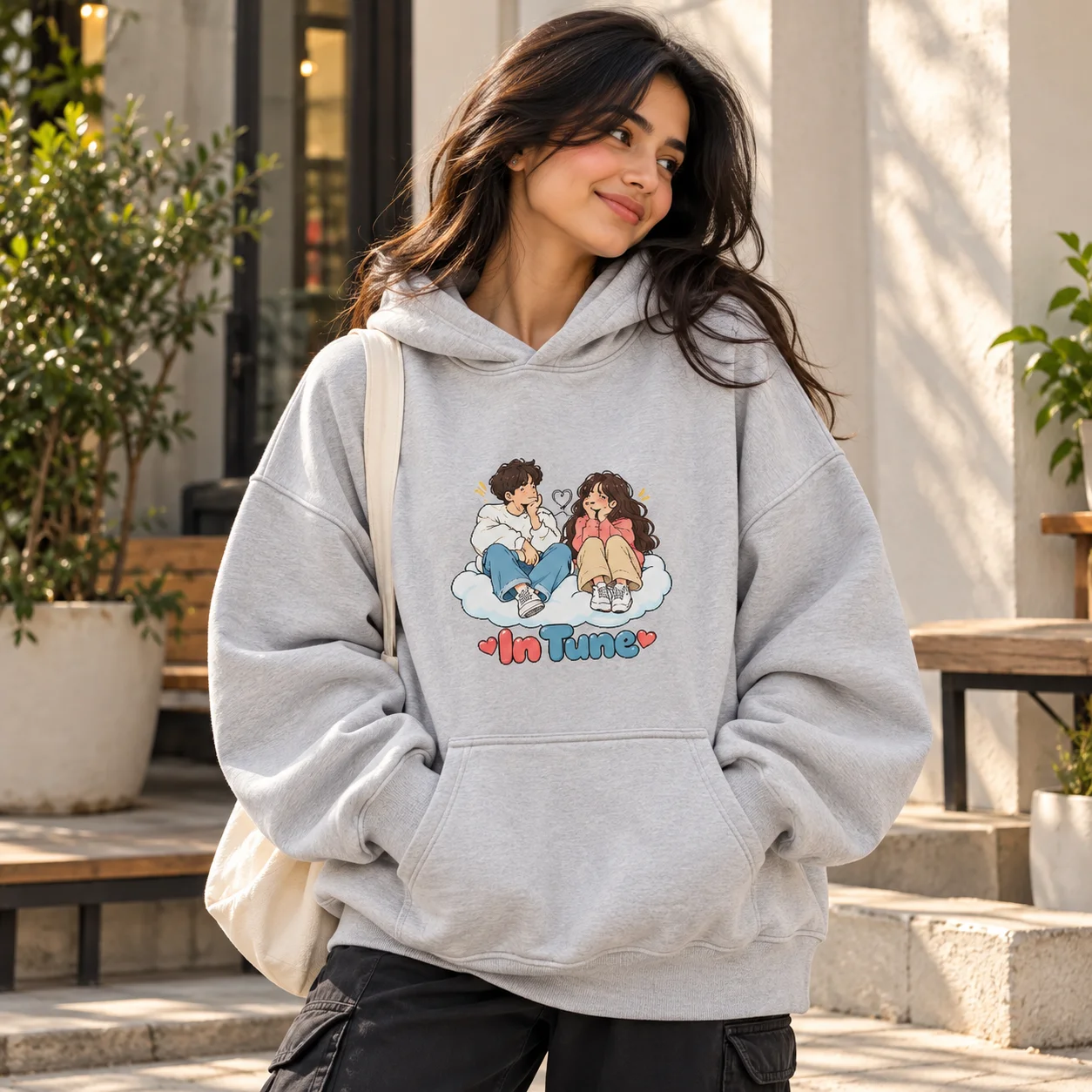 In Tune - Oversized Hoodie — on-model shot 1
