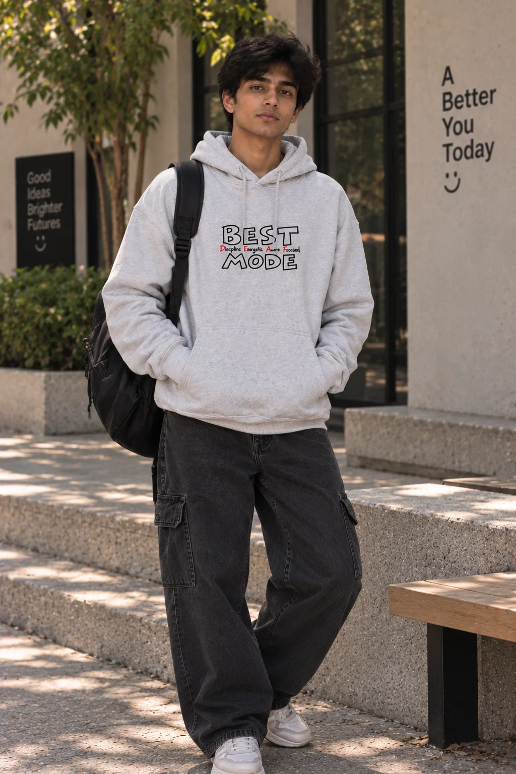 Best Mode - Classic Heavyweight Hoodie — on-model shot 1